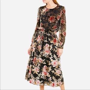 Vince Camuto Floral Velvet Burnout Dress S